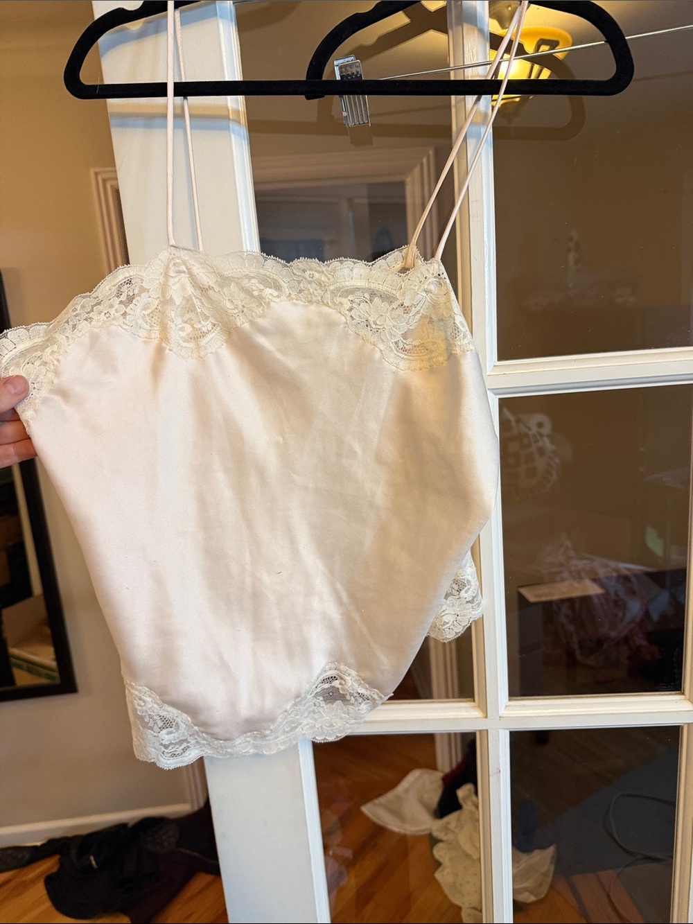 Vintage Christian Dior Lace-Trim Silk Slip- pale pink